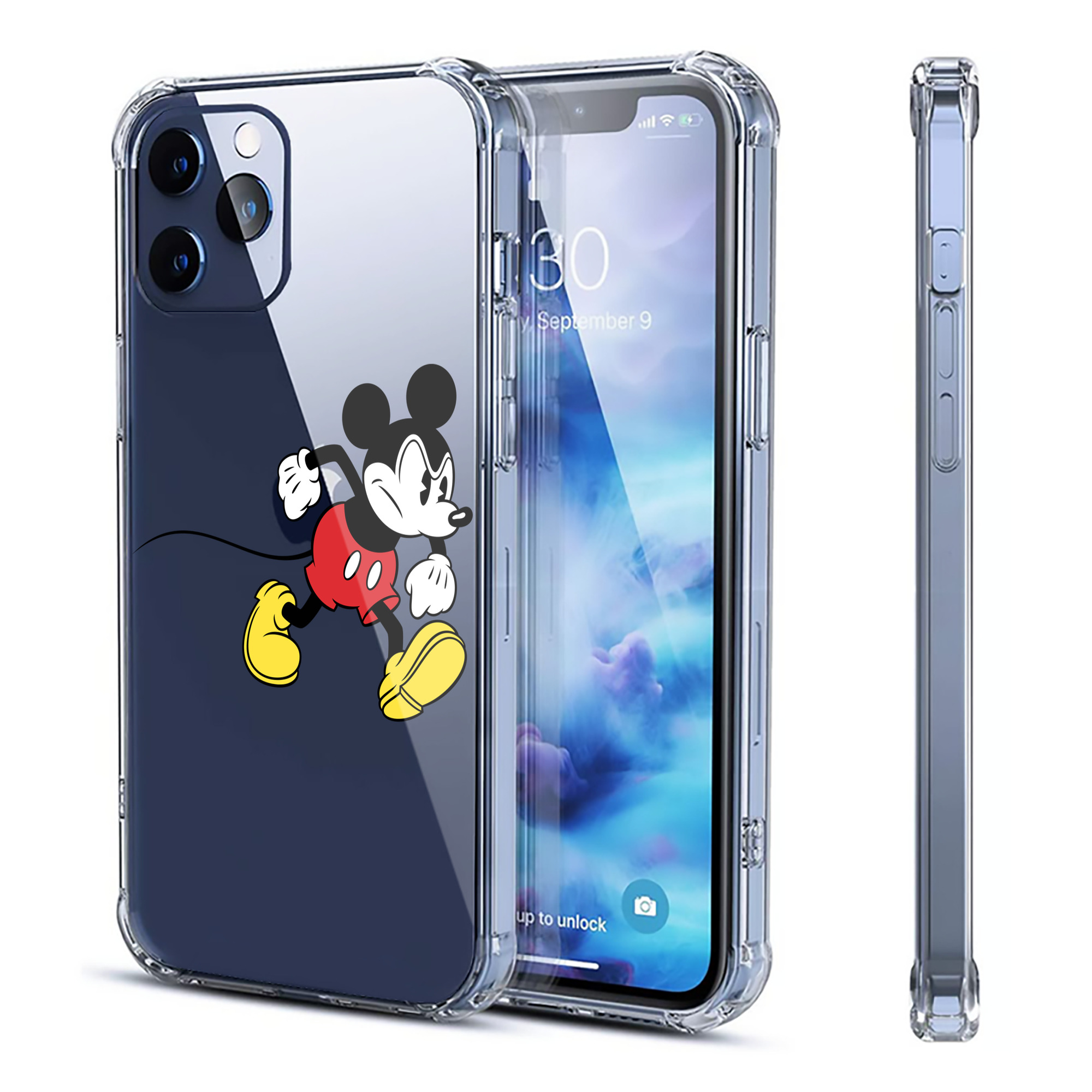 （画像用） ミッキーマウス Mickey Mouse 【iPhone 12シリーズ対応】透明スマホケース（クリアソフトケース）